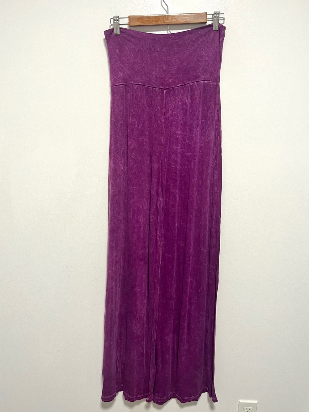 Chatoyant Mineral Wash Bell Bottom Pants Purple Wide Leg Stretch Hippie M